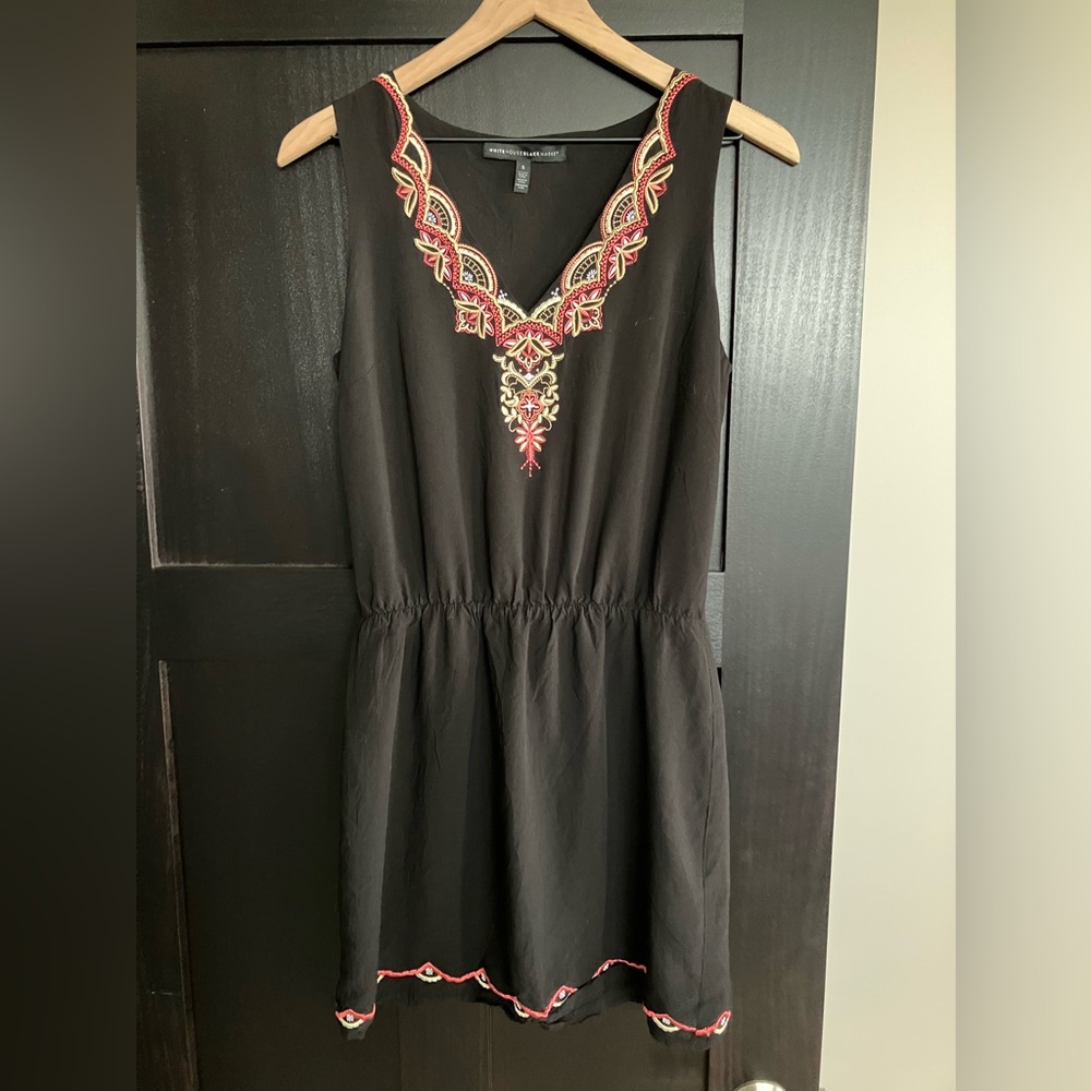 White House Black Market Black Dress with Embroidery
